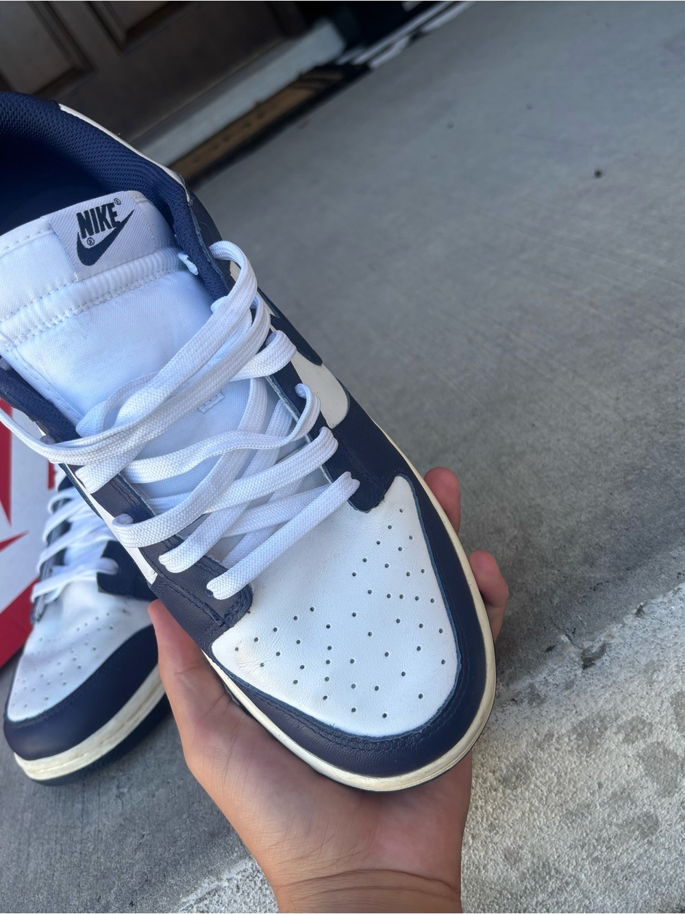 Nike White and vintage Navy Low-Top Sneaker